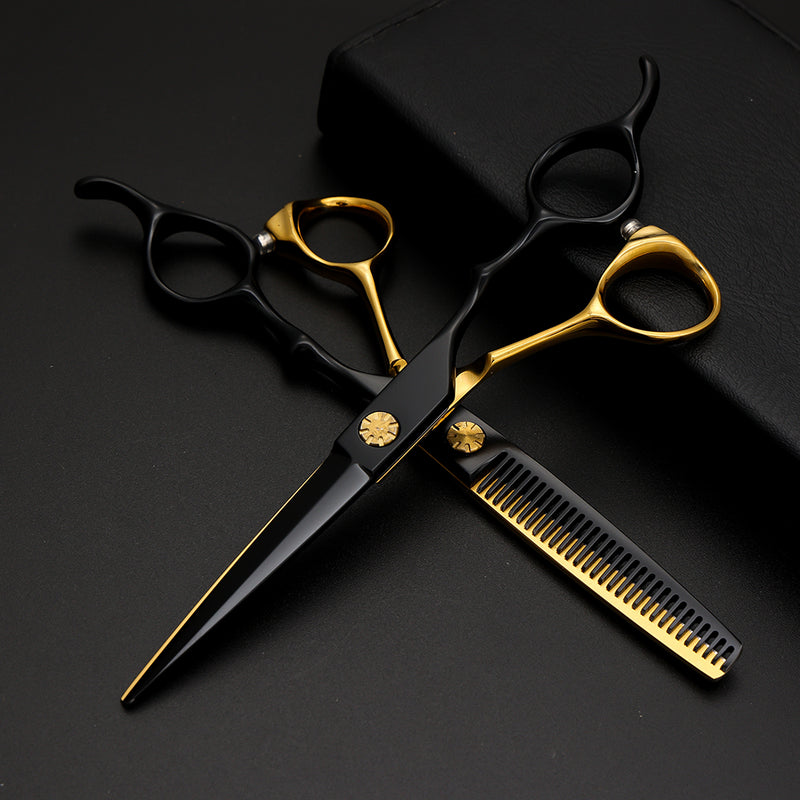 6 Inch 440C Material Black&Gold Hair Shears